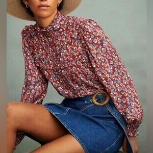 anthropologie emia ruffled button down blouse